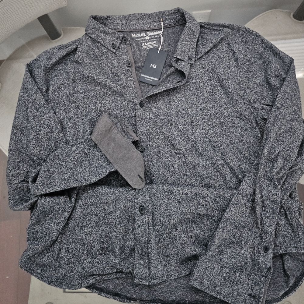 Men's Michael Brandon Blue Button-Up Shirt Soft Flannel Material Long Sleeve XL